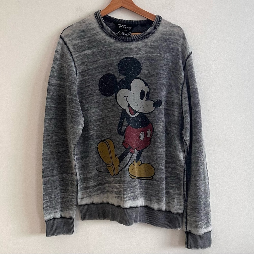 Disney Re:Covered Mickey Mouse burn out crew neck sweatshirt medium